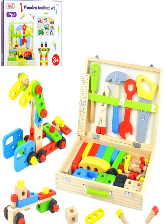 RITHVI STORE Wooden Tool Kit for Kids | Pretend Play Construction Toy Set | STEM Educational Mechanic Set for Boys and Girls (Ages 3-8) (Wooden Tool Kit 69Pcs) - Image 1