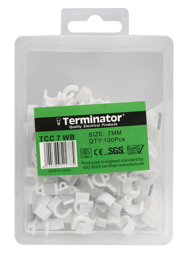 Terminator Elec Cable Clip 7mm 100Pcs/Box TCC 7WB Terminator 