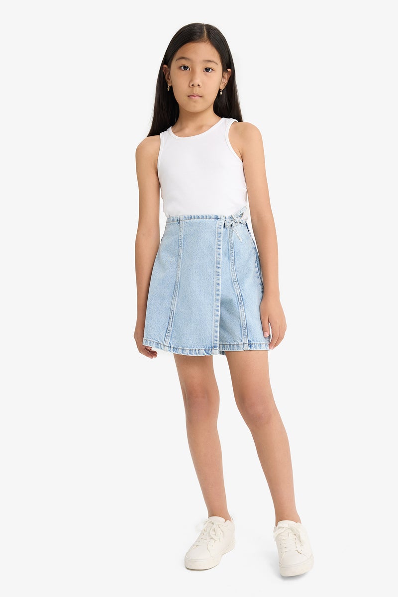 DeFacto Blue Girl Cotton Skort Casual - Image 4