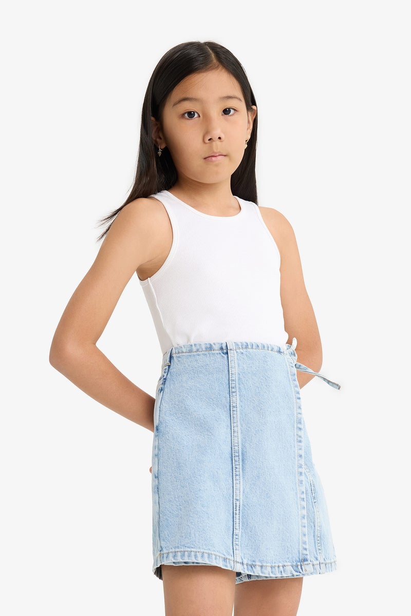 DeFacto Blue Girl Cotton Skort Casual - Image 2