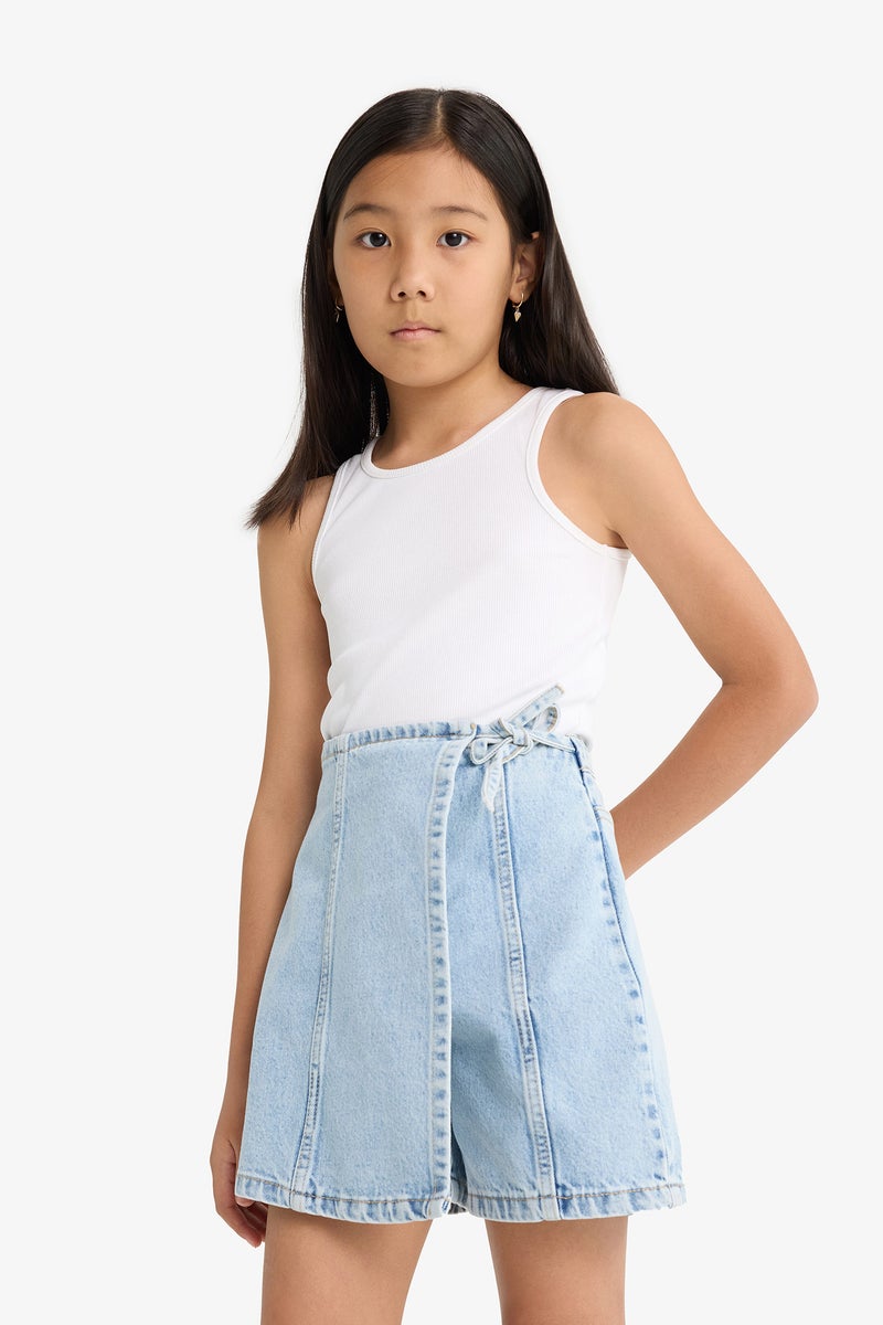 DeFacto Blue Girl Cotton Skort Casual - Image 5