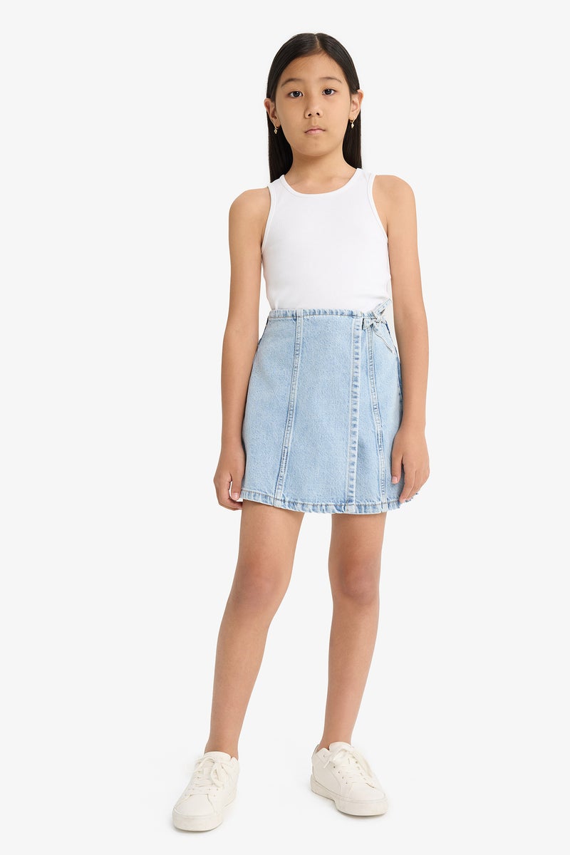 DeFacto Blue Girl Cotton Skort Casual - Image 3