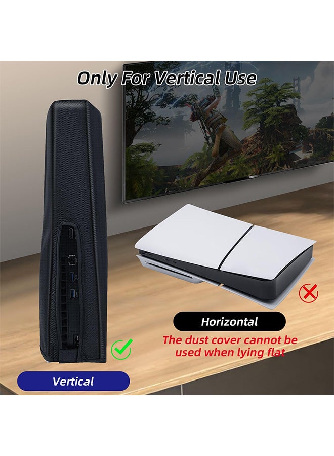 VINSOC Vertical Dust Cover for PS5 Slim Console Only, Precision Cut Protective Case Anti Scratch Cover Sleeve for Playstation 5 Slim Console Digital and Disc Edition - Black - Image 3