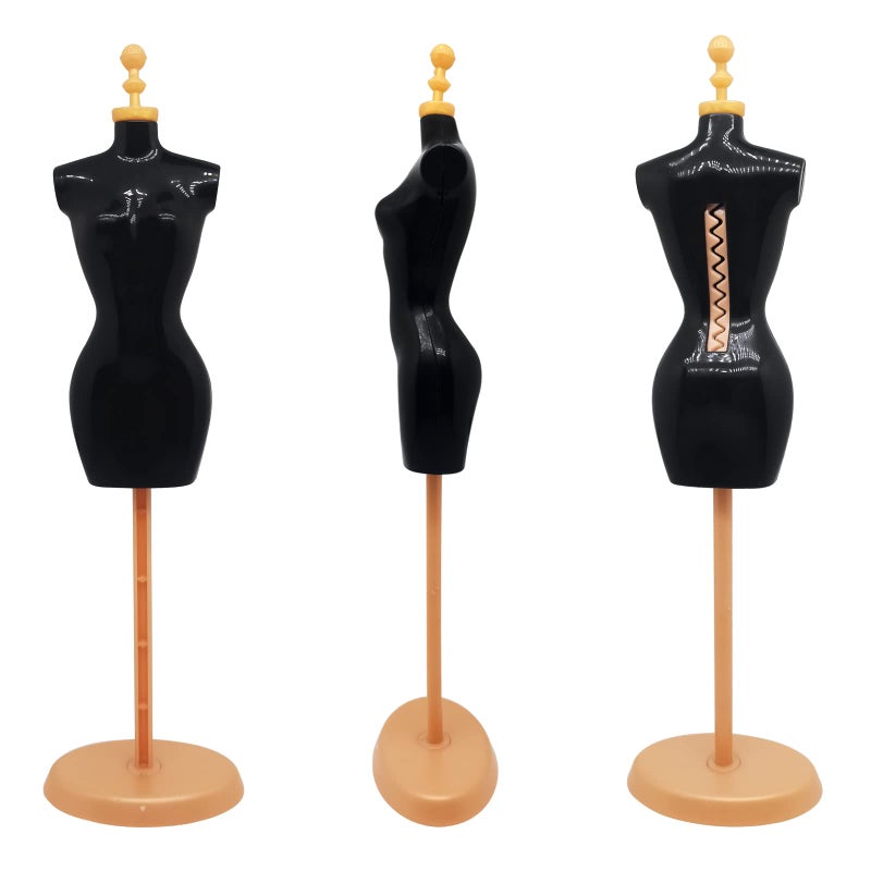 Doll Dress Form Mannequin Dress Form Torso Stand with Base Stand for Apparel Design and Costume Jewelry DisplayBlack Gold4pcs