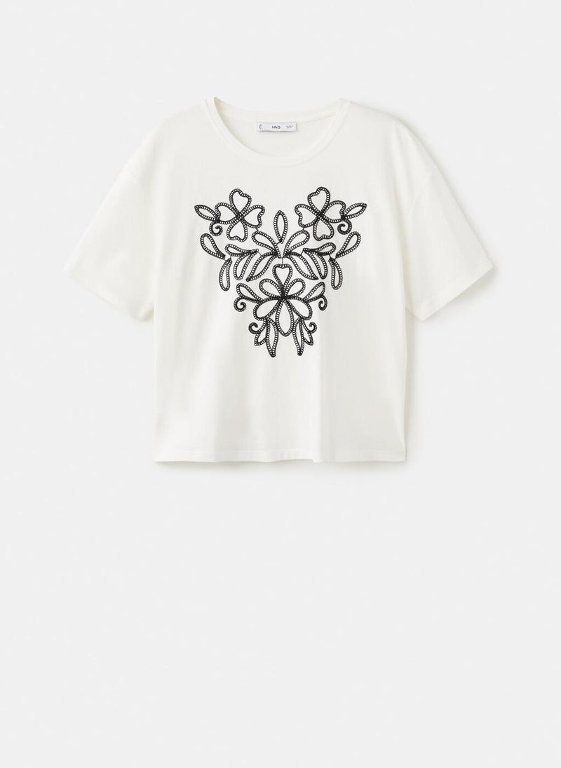 MANGO Floral-embroidered cotton t-shirt - Image 5