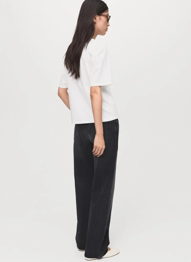 MANGO Floral-embroidered cotton t-shirt