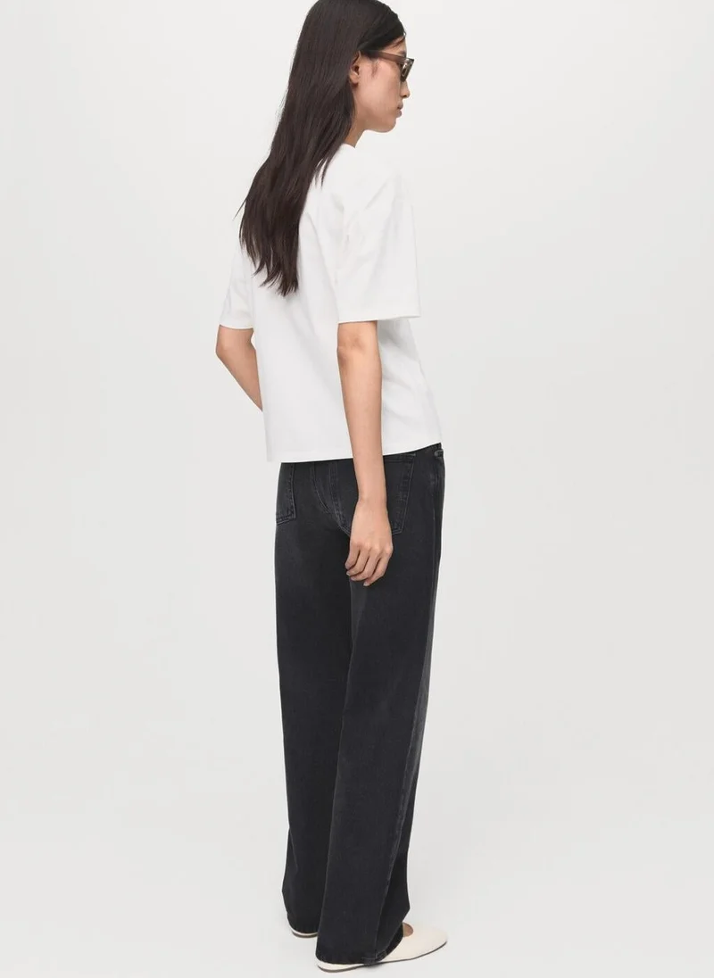 MANGO Floral-embroidered cotton t-shirt