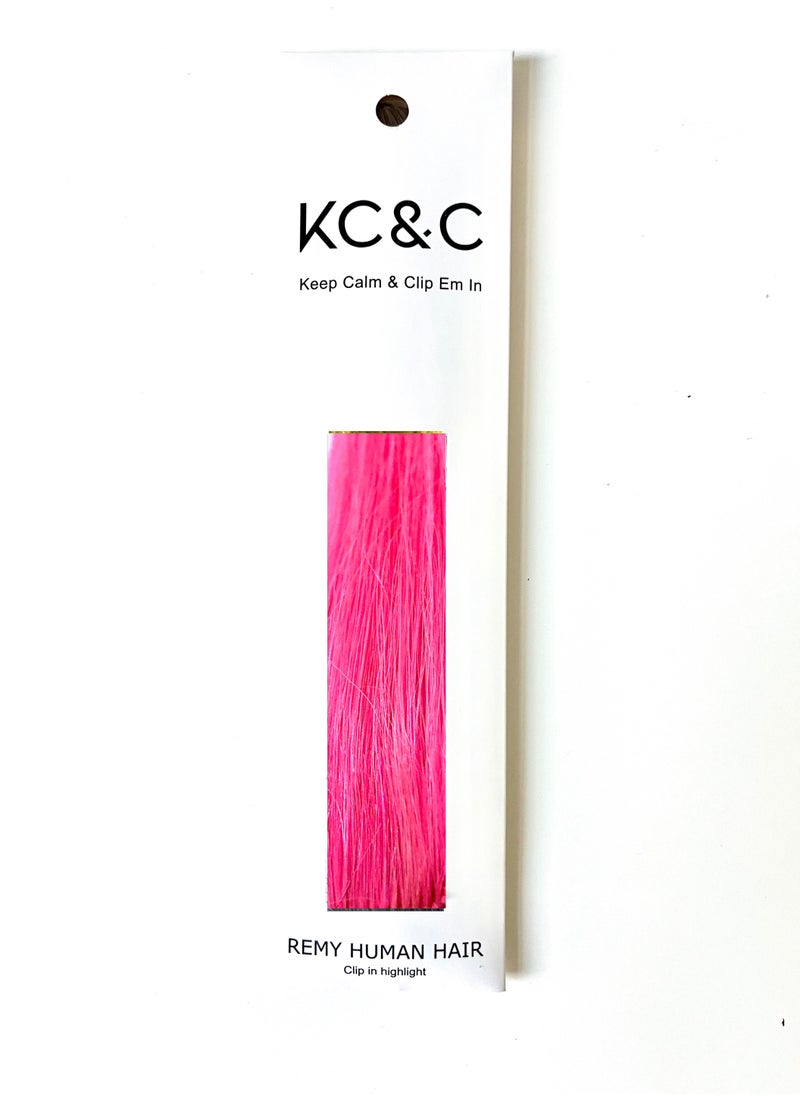 Keep Calm and Clip Em In - Pink Highlight - Clip-in Real Human Hair Extension - Image 1