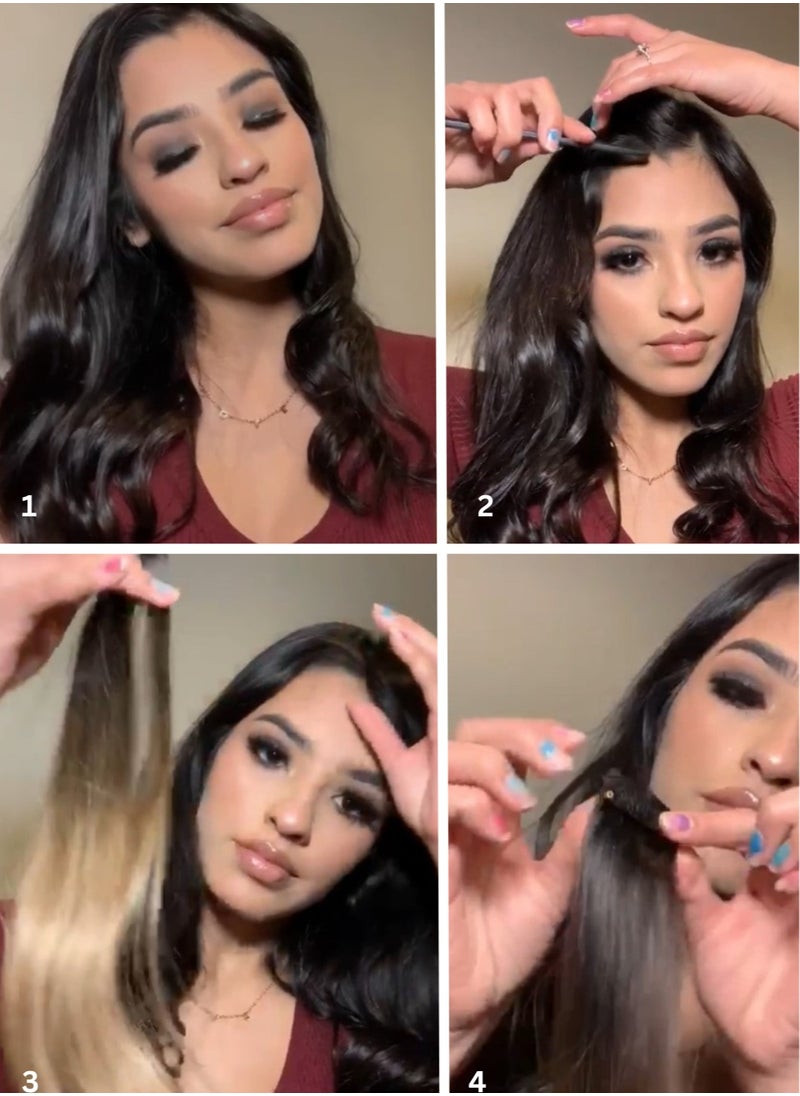 Keep Calm and Clip Em In - Pink Highlight - Clip-in Real Human Hair Extension - Image 1