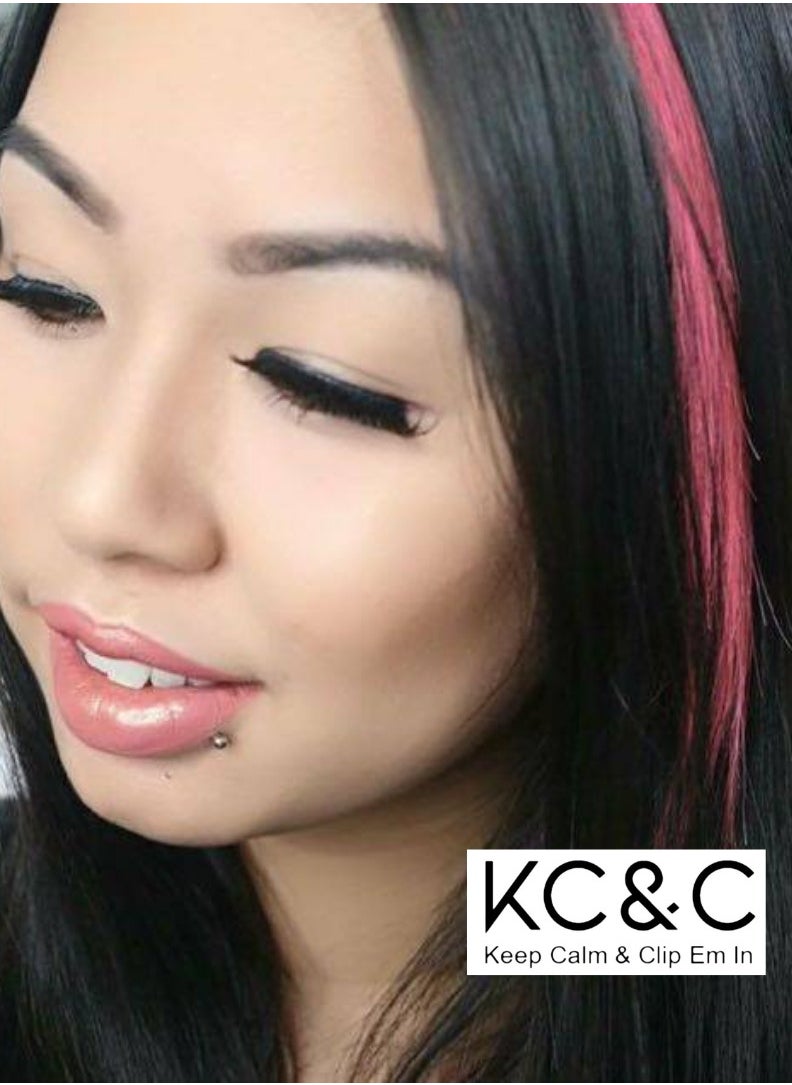 Keep Calm and Clip Em In - Pink Highlight - Clip-in Real Human Hair Extension - Image 1
