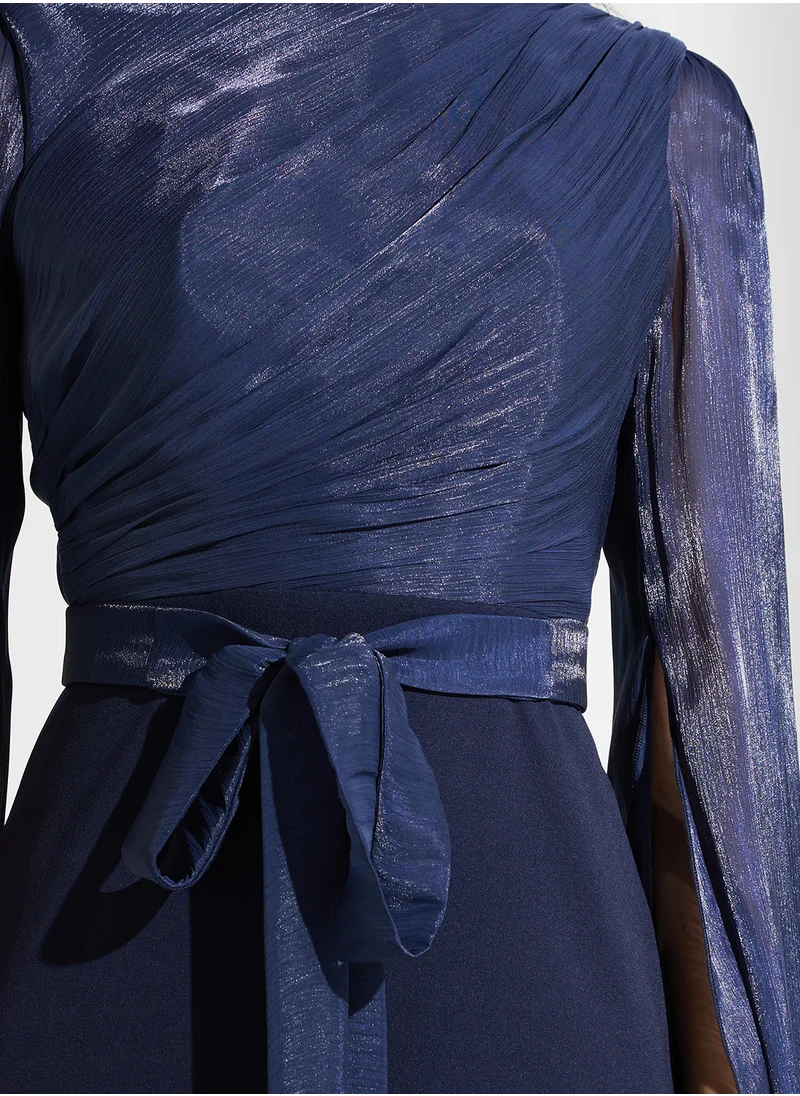 Namshi x Draped Dress With Slit Sleeve