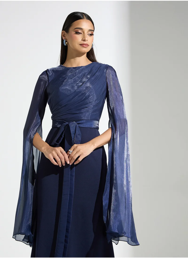 Namshi x Draped Dress With Slit Sleeve