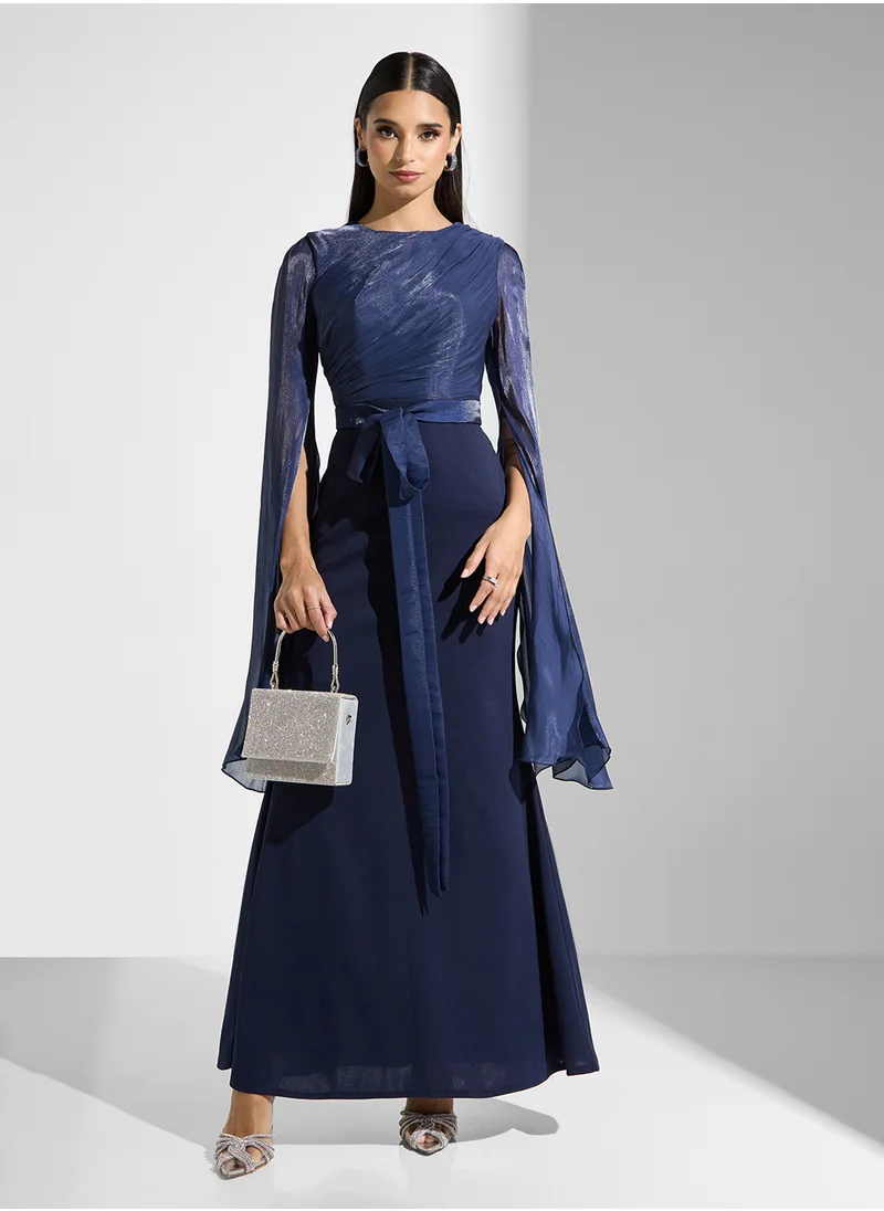 Namshi x Draped Dress With Slit Sleeve