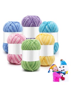 6 Pcs Multi-Colored Acrylic Crochet Yarn Set, Perfect for Knitting, Crocheting, and Craft Projects - Ideal for Sweaters, Scarves, Hats, and More (A)