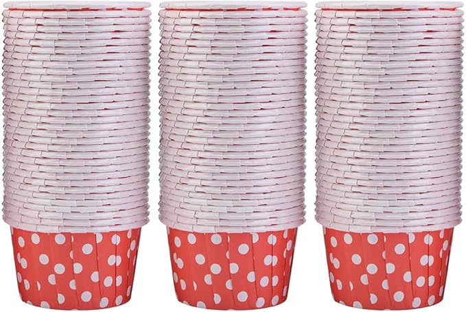 Red Wave Point Mini Cupcake Liners 100 Food Grade Baking Cups Muffin Cases - Image 1