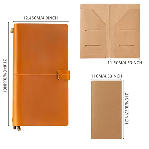 Ox Knight Refillable Leather Travelers Notebook, 8.6 x 4.9 Standard Size Travel Diary for Men and Women, Genuine Leather Travel Journal with 3 Notebook Inserts for Writing, Sketching & Planning, Light Brown - Image 2