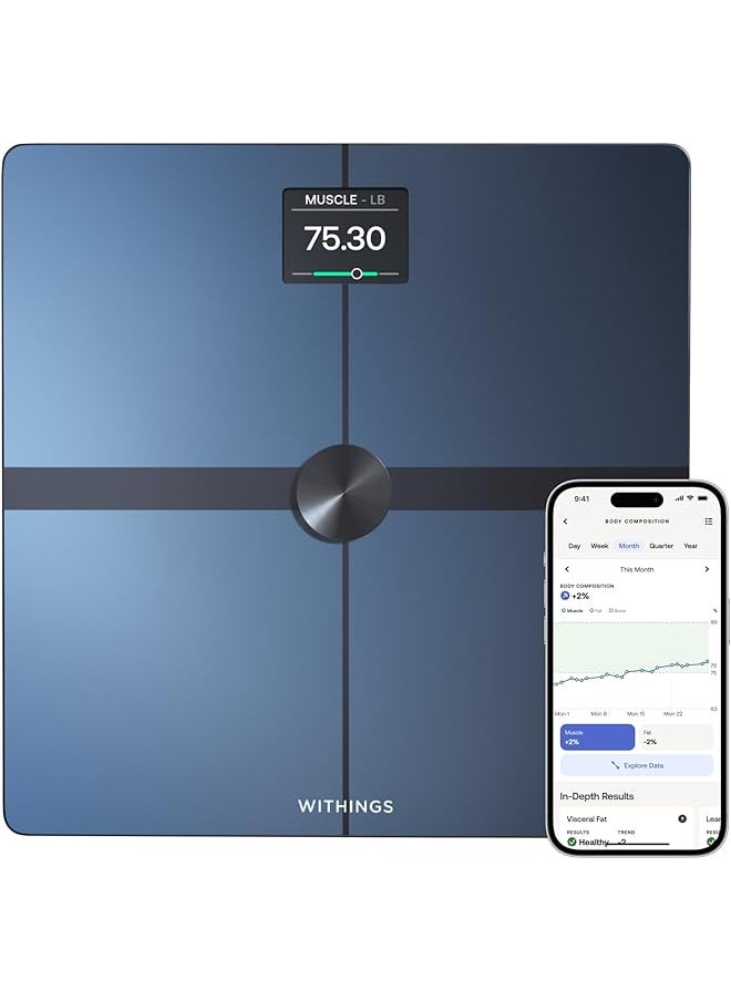 Withings - WITHINGS Body Smart Wi-Fi Digital Personal Scales/Body Fat Scales for Extended Body Composition Including Muscle Mass, Water Content, Bone Density - Image 1