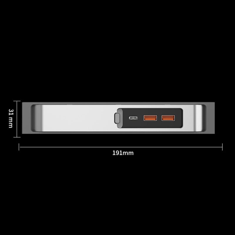 مجمع USB 3 في 1 فضي مصنوع من مواد ABS PC عالية الجودة - مجمع USB لمركز القيادة مع شحن سريع 27 واط لسيارة تيسلا الموديل 3 والموديل Y - Image 4