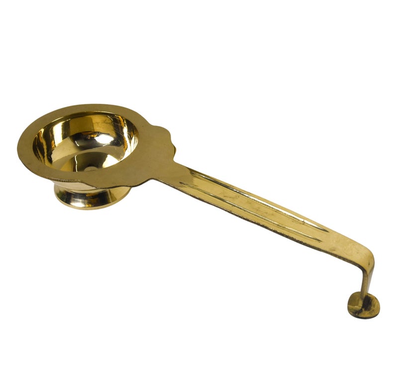 NEETU ARTS Pure Brass Ledle Aarti | Traditional Dhoop Aarti Stand | Pooja Essential for Home Temple Rituals (173 Grams, Pack of 1 Piece) - Image 4