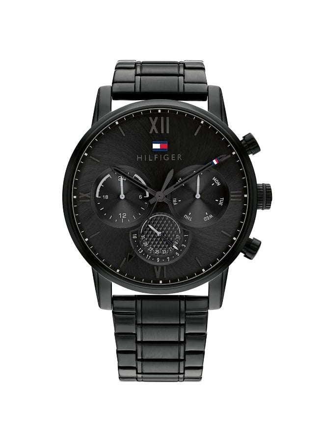 Tommy Hilfiger Sullivan Men’s Analog Watch – Black Dial, Black Stainless Steel Strap, Quartz Movement (1791879)