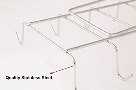 Kienlix 304 Stainless Steel Under Shelf Coffee Mug Cup Holder Rack Organizer Stand for Kitchen Counter Cabinet Table with 10 Hooks Pack of 1 - Image 3