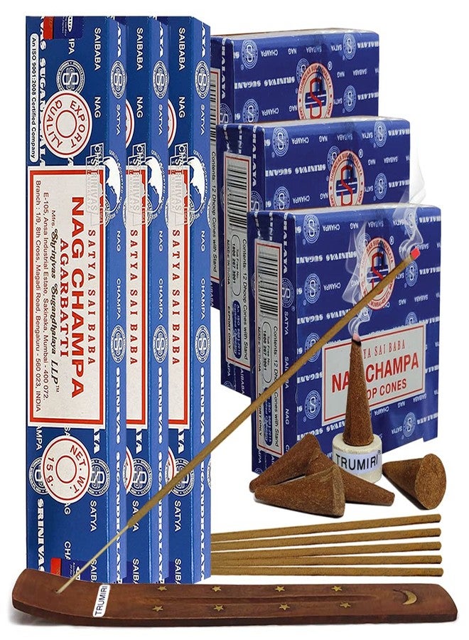 TRUMIRI Nag Champa Incense Sticks and Nagchampa Incense Cone Variety Pack Bundle Insence-Sticks Insence Insense Insiensos - Image 1