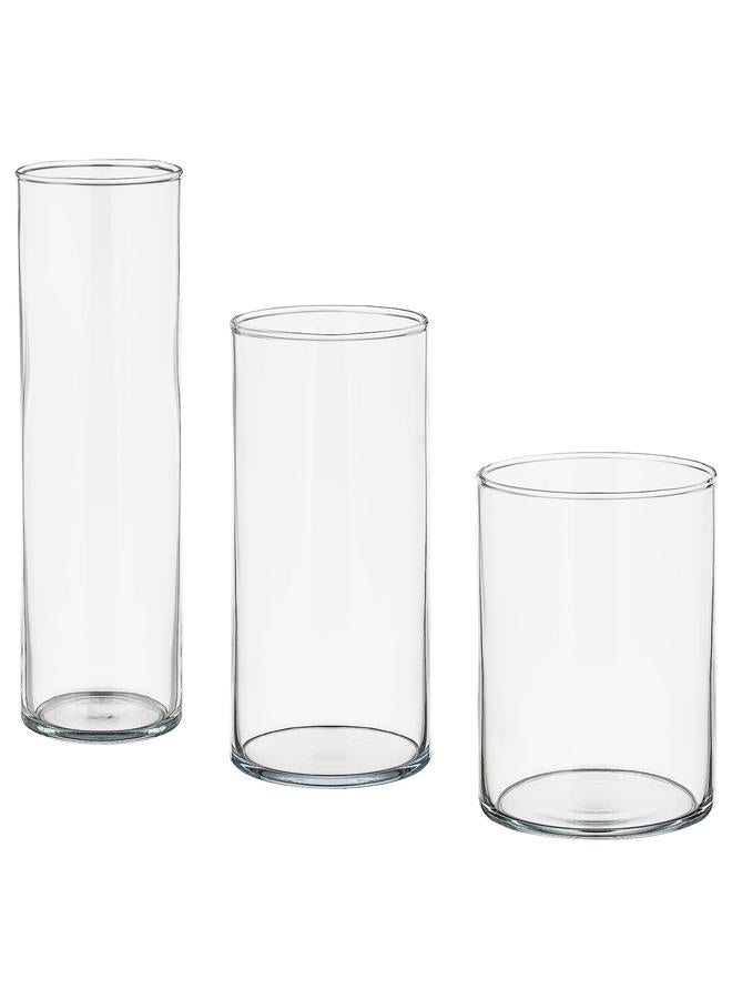 Zaboon Vase, set of 3, clear glass - Image 1