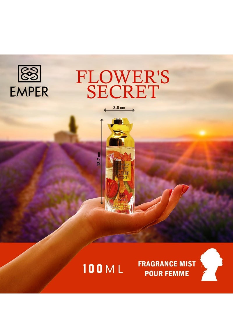 emper Flower's Secret Tulip Night - Body Mist - For Women - 100ml - Image 2