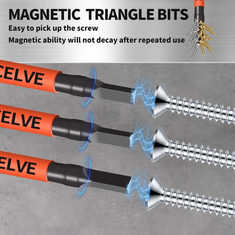DYRECELVE 10-Pack Triangle Screwdriver Set - Premium S2 Steel Triangle Bit Set (2.56" Long Magnetic Head) 1/4 Hex-Shank, Sizes: TA12, TA14, TA16, TA18, TA20, TA23, TA25, TA27 (x2), TA30, Professional & DIY Use - Image 3