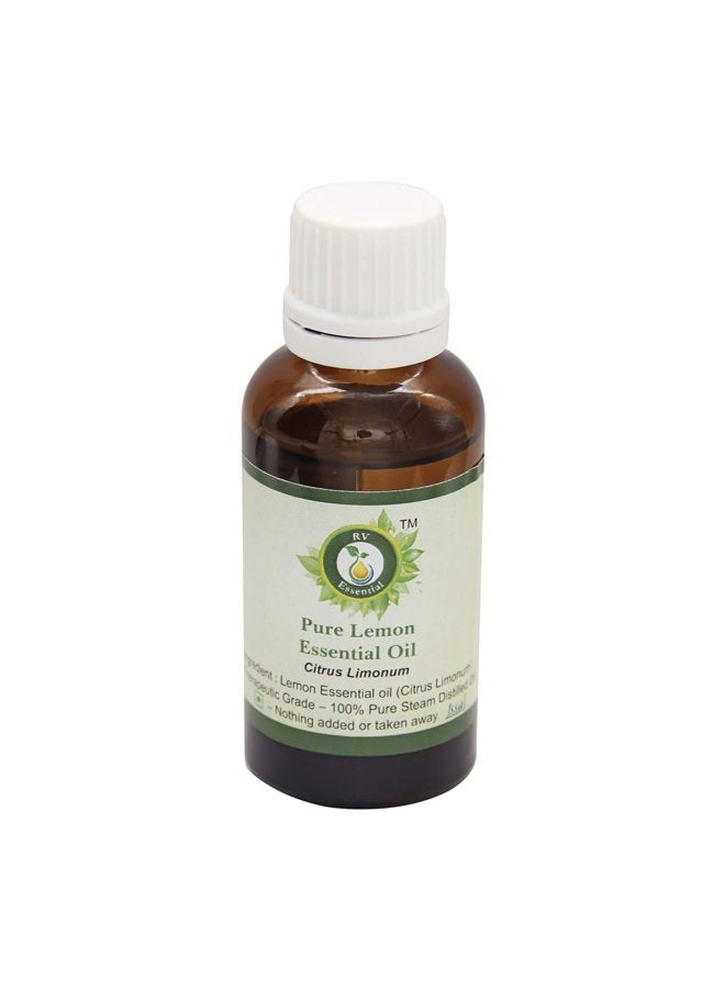 r v essential Lemon Essential Oil | Citrus Limonum | Lemon Oil | For Wood | For Skin | For Baking | For Body | 100% Pure Natural | Steam Distilled | Therapeutic Grade | 50ml | 1.69oz By R V Essential - Image 1