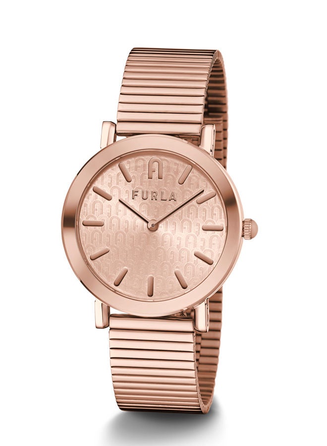 FURLA Minimal Shape Watch for Women Rose Gold Dial  with Rose Gold Tone Stainless Steel Bracelet - Image 1