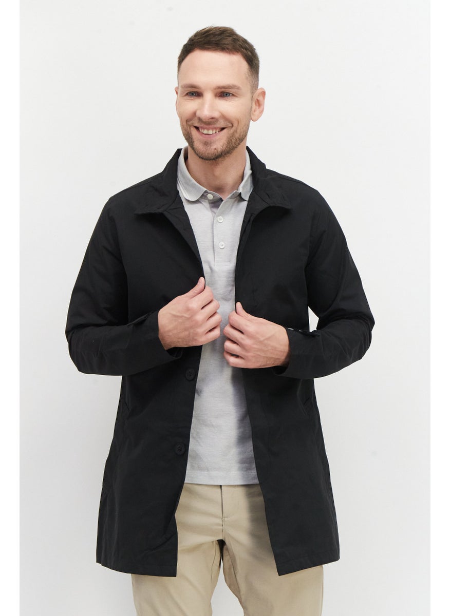 French Connection Men Mock Neck Plain Windbreaker, Black  - Image 1