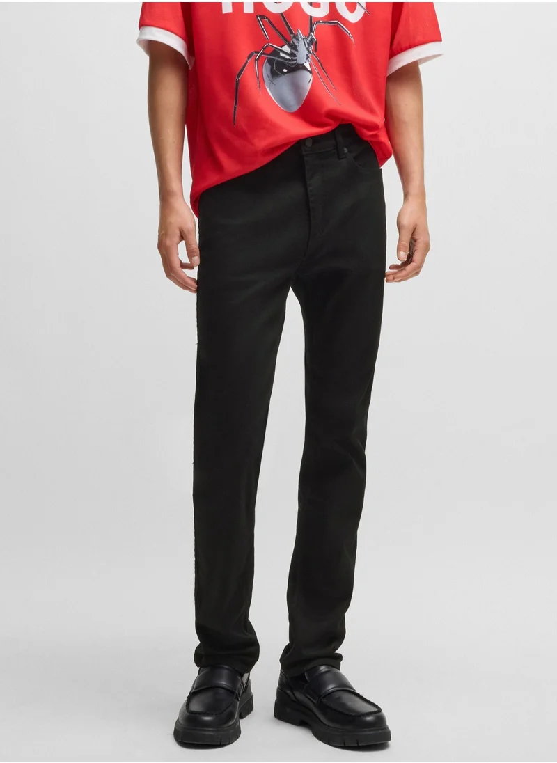 HUGO Slim-fit jeans in ultra-black stretch denim