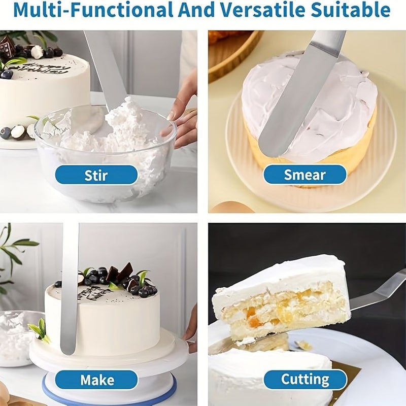 6 Pcs Black Stainless Steel Cake Spatula 15.24cm 8in 25.4cm Solid Durable Handle Cake Decorating Spatula Baking Supplies For Bakery Home Kitchen Beginners And Professional Bakers - Image 3