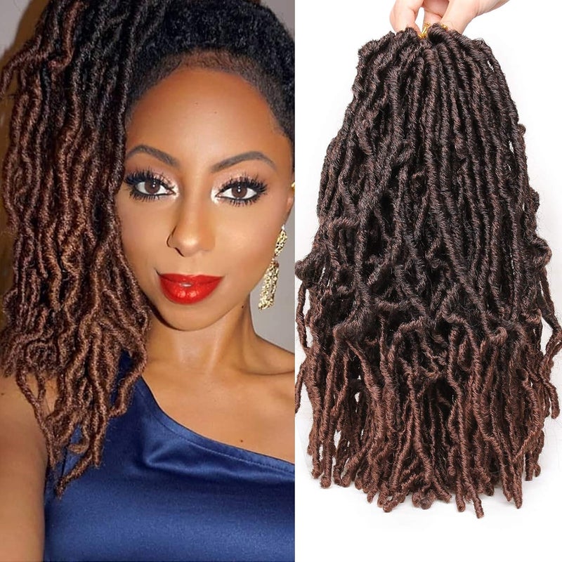 Leeven 108 Strands Short Soft Locs Crochet Hair 12 Inch 6 Packs Ombre Brown Crochet Faux Locs Wavy Dreadlocs Crochet Braids Pre looped Faux Locs Crochet Hair for Black Women T30# - Image 1