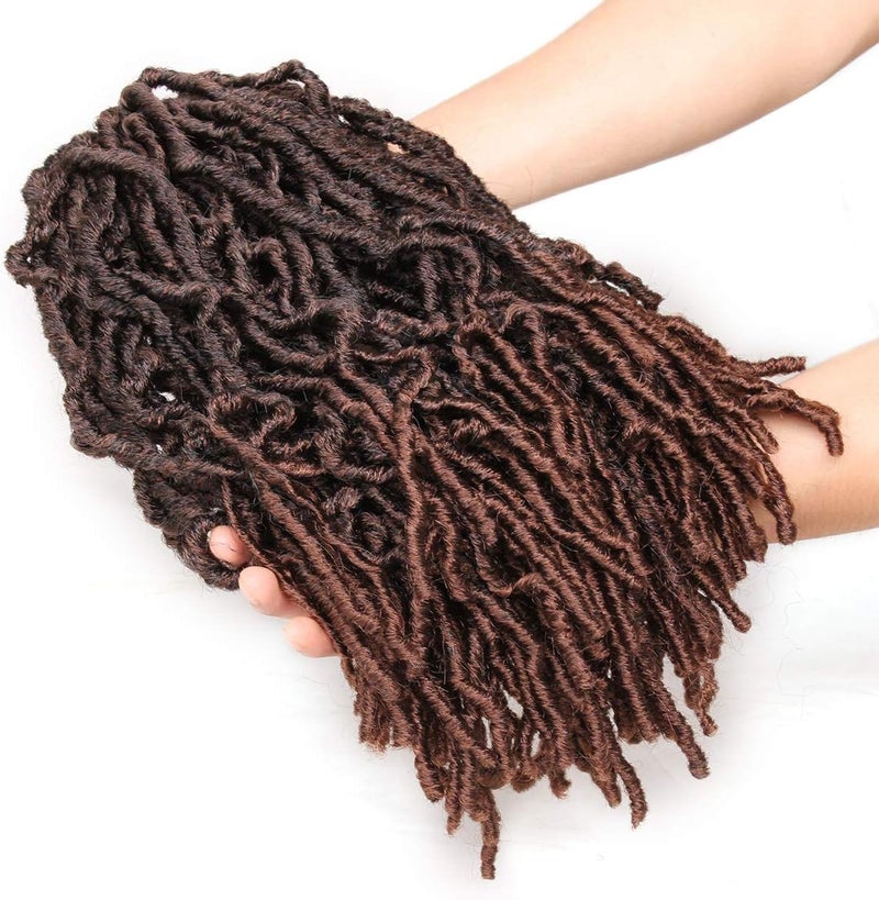 Leeven 108 Strands Short Soft Locs Crochet Hair 12 Inch 6 Packs Ombre Brown Crochet Faux Locs Wavy Dreadlocs Crochet Braids Pre looped Faux Locs Crochet Hair for Black Women T30# - Image 2