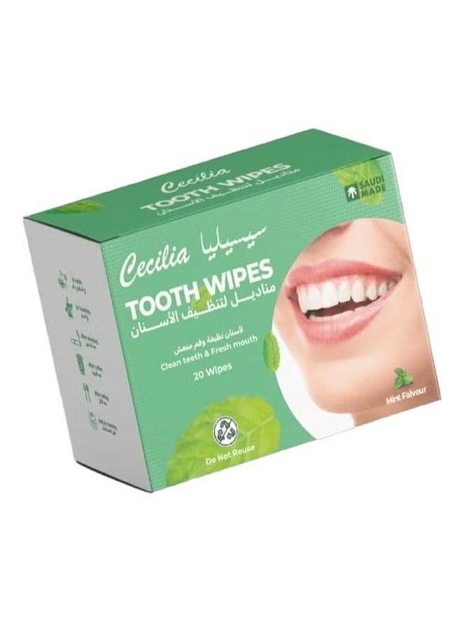 سيسيليا مناديل أسنان للاستخدام الفوري برائحة النعناع، ​​20 قطعة من سيسيليا - Image 1
