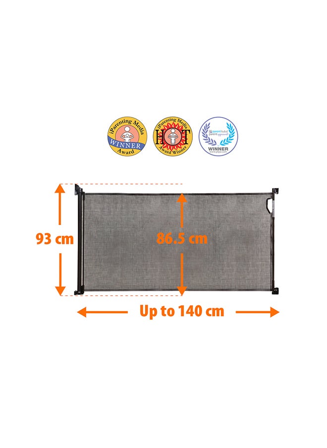 Retractable Baby Safety Gate, Extra Wide And Tall Mesh Gate - Black