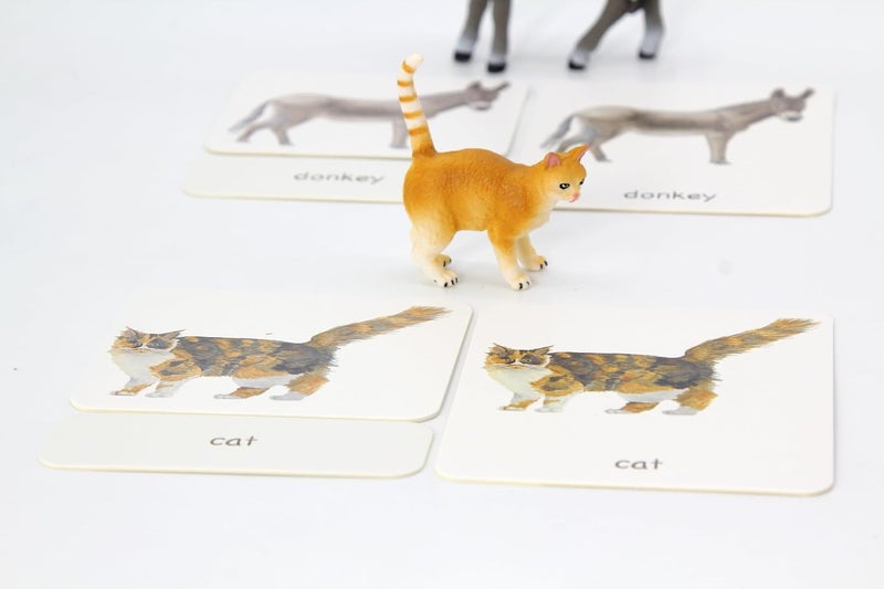KIDDISON 12pcs Farm Animal Replicas with Matching Montessori 3Part Cards Language Learning Material - Image 4