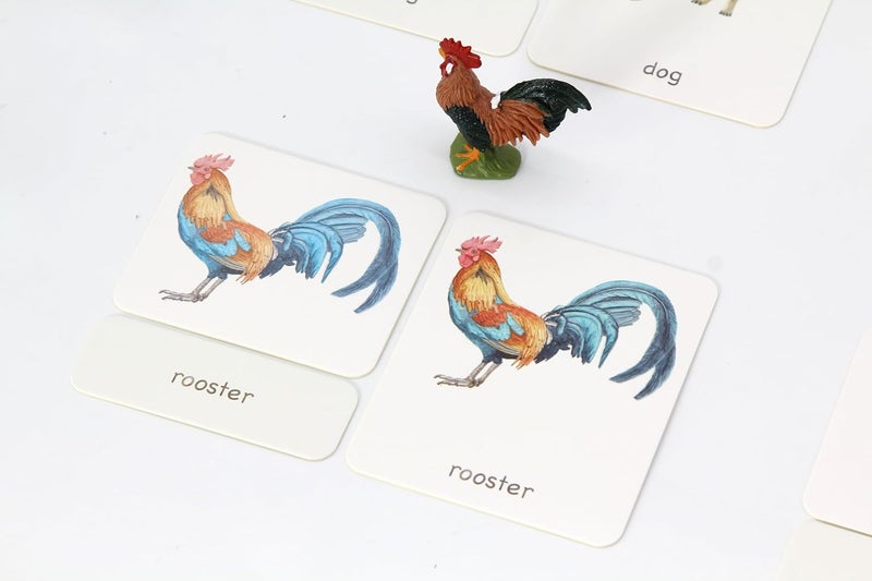 KIDDISON 12pcs Farm Animal Replicas with Matching Montessori 3Part Cards Language Learning Material - Image 5