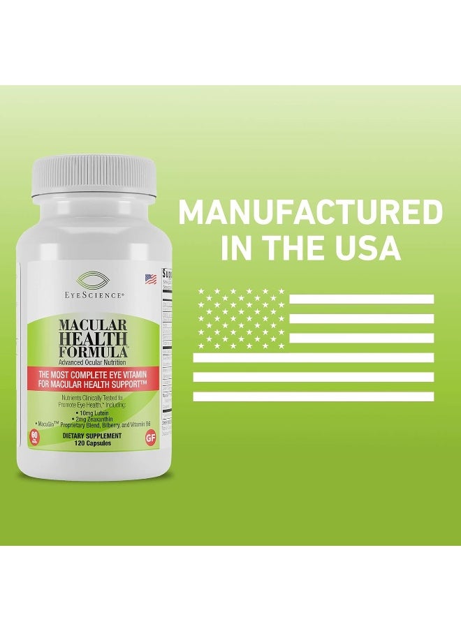 EyeScience Macular Health Beyond AREDS2 Formula, Advanced Ocular Vitamin - Containing Lutein, Zeaxanthin, Bilberry, and Vitamins C, D, E, and B6 (60 Day Supply)