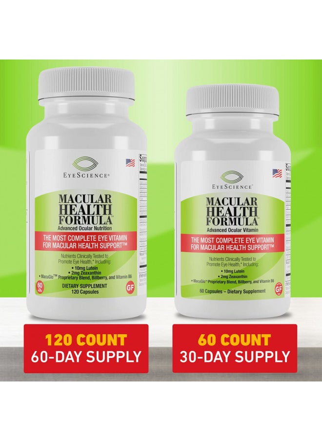 EyeScience Macular Health Beyond AREDS2 Formula, Advanced Ocular Vitamin - Containing Lutein, Zeaxanthin, Bilberry, and Vitamins C, D, E, and B6 (60 Day Supply)