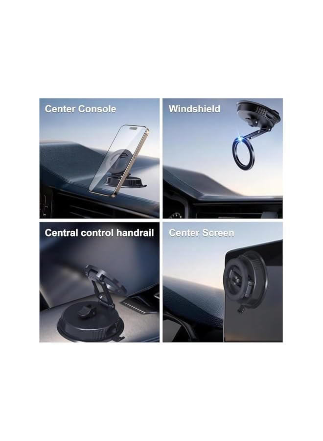 S-TOP Car Phone Holder, Magnetic Mag-safe Mount with 78+LBS Suction 2500gf Magnetic Strength, Vacuum Holder for Windshield Mirror Dashboard, Compatible with iPhone 17/17 Pro/17 Pro Max/16/15/14/13/12, Black - Image 5