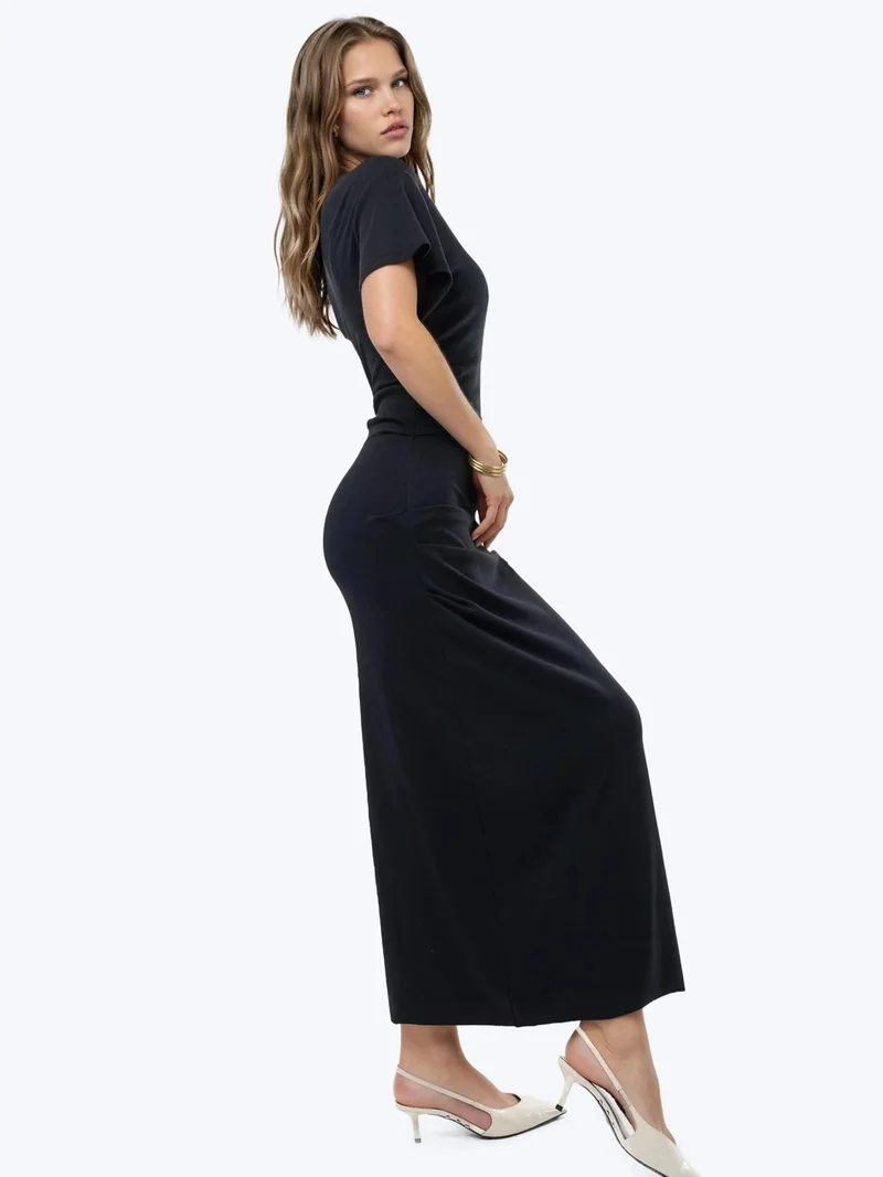 بوسيم BUSEM Solid Crew Neck Bodycon Midi Dress