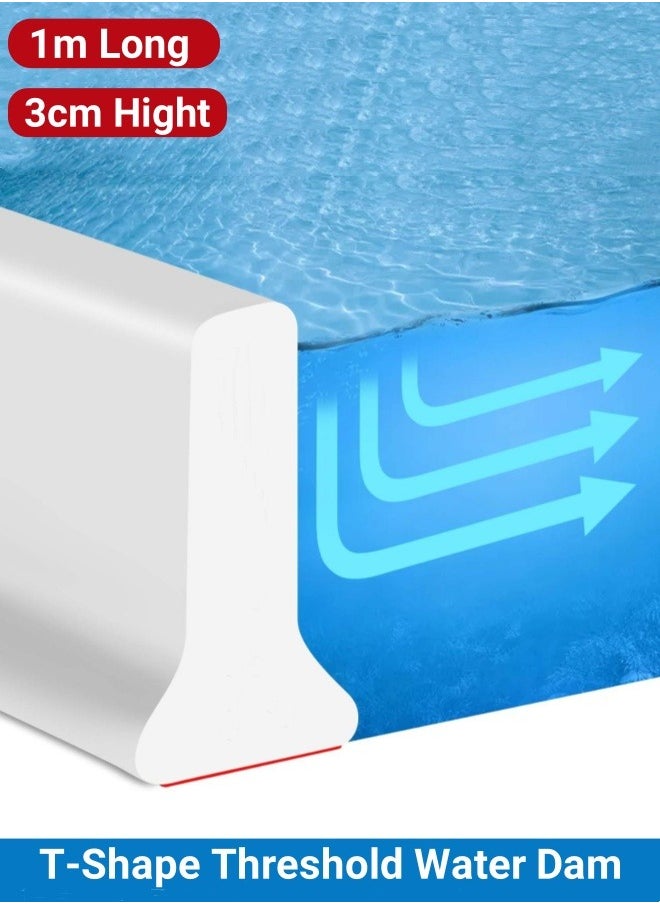 Generic - Bathroom Water Strip,  1m Shower Water Barrier Self-Adhesive Water Stopper حاجز ماء للحمام حاجز مياه بطول 1 متر Water Dam Waterproof Strip Anti Slip Tape Strip Flexible Water Retaining Strip for Kitchen Bathroom Sink Counter - Image 1