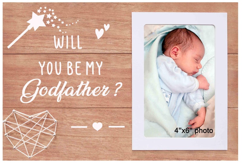 NZY Godfather Proposal GiftsWill You Be My GodfatherNew Goddad Announcement Gift Goddad to beWooden Picture Frame Photo Frame for 64 Photo