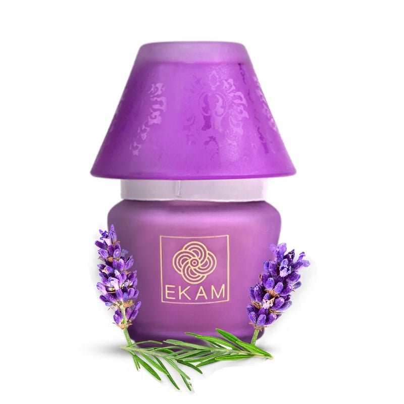 EKAM Scented Frost Glass Lampshade Candle Lavender Scented Candle Luxury Fragrances Ideal for Home Decor Aromatherapy Gifting 22 Hours Burn time 114 g - Image 1