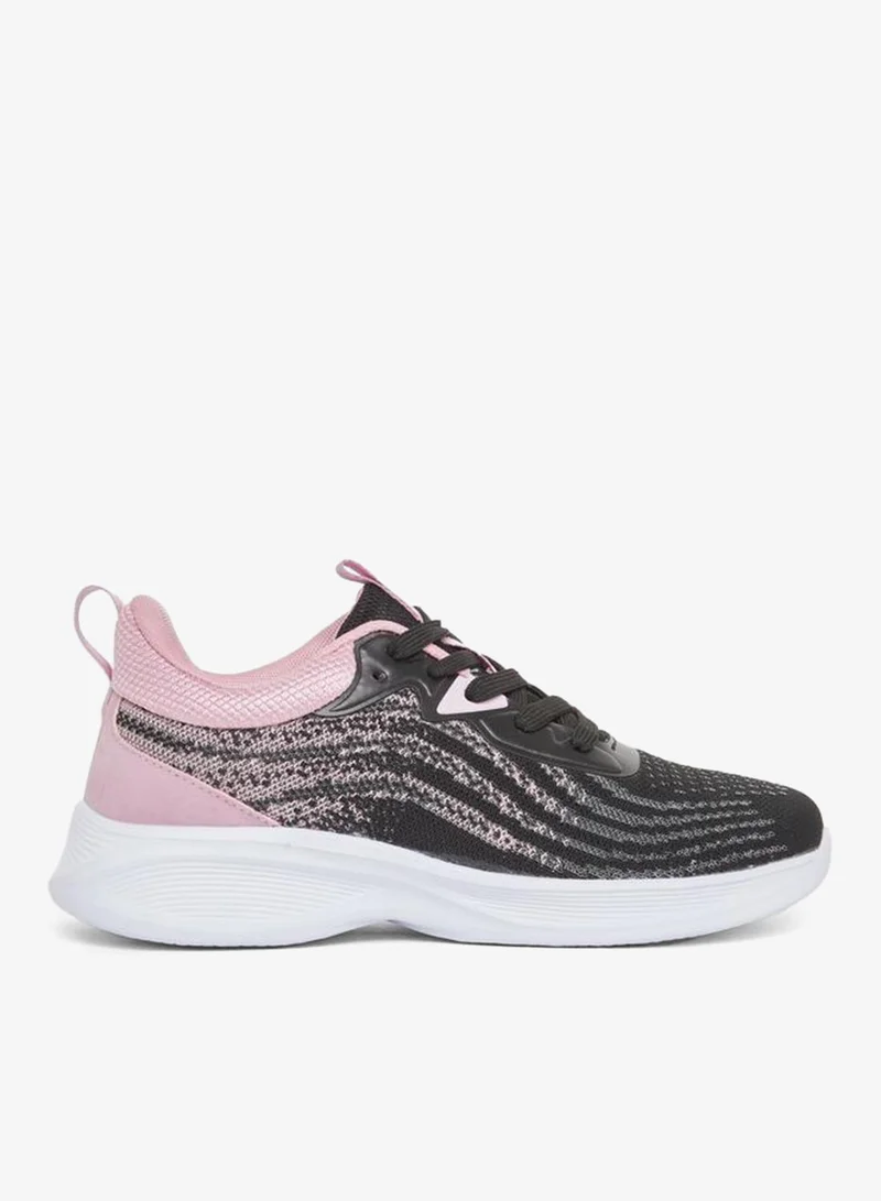 Wave Print Detail Lace Up Sneakers