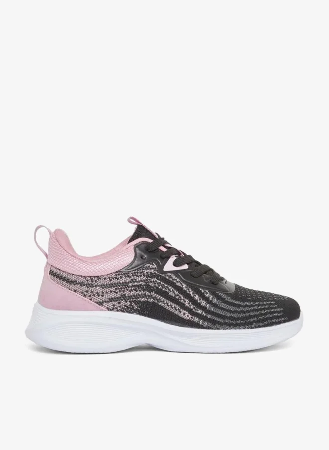 Wave Print Detail Lace Up Sneakers