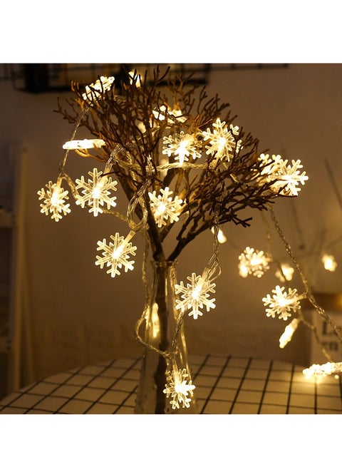 3M 20 LED Snowflake Fairy String Lights – Warm White, Battery Operated (2x AA), Constant On, Christmas Winter Decor for Bedroom, Wall, Window, Party, Indoor & Outdoor Ambience